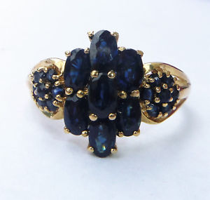 【送料無料】ネックレス　ゴールドサファイアフラワークラスタリングサイズ9ct gold large 210ct sapphire flower cluster ring, size w｜hokushin 43,537円