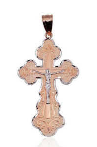 【送料無料】ネックレス　ロシアローズゴールドクロスペンダント58514ct russian rose gold orthodox provoslav cross pendant