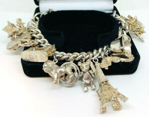 【送料無料】ネックレス　スターリング 18beautiful sterling silver charm bracelet 18 charms great condition