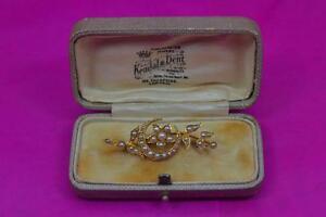 【送料無料】ネックレス　45cm15ctブローチantique 15 ct gold pearl crescent moon flower brooch 45 cm long boxed
