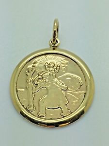 【送料無料】ネックレス　9ctstクリストファーペンダント9ct yellow gold double sided round st christopher pendant