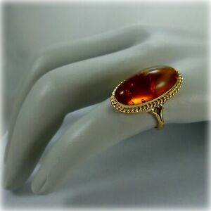 【送料無料】ネックレス　ゴールドオレンジドレスリング9ct gold amber dress ring
