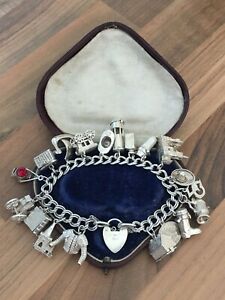 【送料無料】ネックレス　ヴィンテージ75スターリングチャーム796grロンドン1963vintage 75 hallmarked sterling silver heavy charm bracelet 796gr london 1963｜hokushin