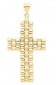 【送料無料】ネックレス　イエローゴールドドロップリンククロスオプションチェーン9ct hallmarked yellow gold large 45mm drop panther link cross amp; optional chain｜hokushin 43,537円