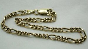 【送料無料】ネックレス　9ctフィガロリンクvery nice 9ct gold narrow figaro link bracelet