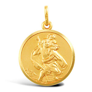 【送料無料】ネックレス　9ctイェローゴールドマットstクリストファーメダルペンダントforever mine fine solid 9ct yellow gold matte st christopher medallion pendant｜hokushin 42,237円