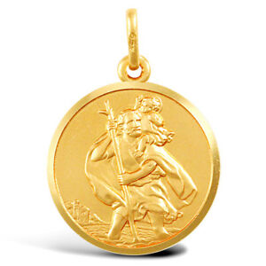 【送料無料】ネックレス　ゴールドソリッドラウンドセントクリストファーペンダント9ct gold solid round st christopher pendant heavier 54g