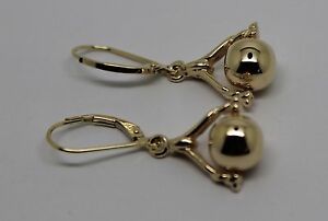 【送料無料】ネックレス　ソリッドイエローゴールドプレーンボールスピナーフックイヤリング9ct solid yellow gold plain ball spinner earrings with continental hooks｜hokushin