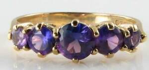 【送料無料】ネックレス　クラシックゴールドアメジストアールデコインリングフリーサイズclassic 9k 9ct gold amethyst 5 stone half eternity art deco ins ring free resize｜hokushin