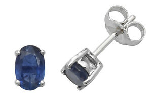 【送料無料】ネックレス　サファイアスタッドイヤリングホワイトゴールドセットsapphire claw set studs earrings white gold