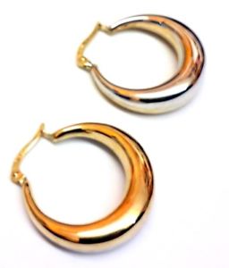 【送料無料】ネックレス　イエローホワイトゴールドフープイヤリング9ct hallamrked yellow amp; white gold alternate side hoop earrings