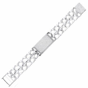 【送料無料】ネックレス　シルバートカゲブレスレットboys silver cz barked lizard curb pave id identity bracelet｜hokushin