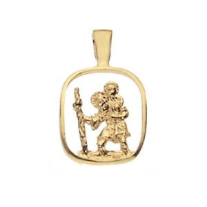【送料無料】ネックレス　ゴールドアウトセントクリストファーカットペンダント9ct gold large cut out st christopher pendant