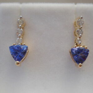 【送料無料】ネックレス　タンザナイトゴールドドロップイヤリング listing150ct stunning trillion tanzanite gold drop earrings