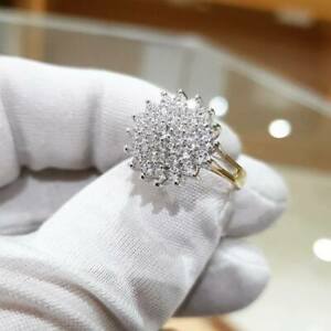【送料無料】ネックレス　イエローゴールドクラスタリング9ct yellow gold cz cluster ring