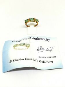 【送料無料】ネックレス　イエローゴールドシベリアエメラルドトリロジーリングサイズ9ct yellow gold siberian emerald 1711ct trilogy ring size n full hallmarked