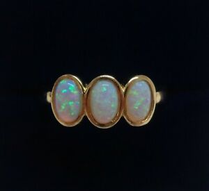 【送料無料】ネックレス　3ストーンオパール9ctイェローゴールド サイズn 12687 40グラムfine three stone opal ring 9ct yellow gold size n 12 us 687 40 grams｜hokushin