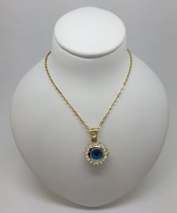 【送料無料】ネックレス　ｋゴールドペンダントドルmiran 080065 18k gold evil eye cz pendant 25g rrp 418
