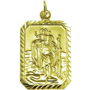 【送料無料】ネックレス　ゴールドセントセントクリストファーペンダントlarge 9ct gold st saint christopher pendant 46g
