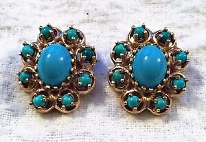 【送料無料】ネックレス　ｋソリッドイエローゴールドターコイズビーズクリップイヤリングwomens 14k solid yellow gold amp; turquoise bead clipon earrings