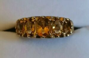 【送料無料】ネックレス　5 five stone citrinering 9ctイェローゴールドオレンジ5 five stone citrine gemstone ring 9ct yellow gold warm orange graduated design｜hokushin