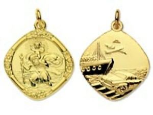 【送料無料】ネックレス　ゴールドチェーンセントクリストファー9ct gold hallmarked travel scene st christopher on chain