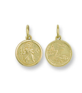 【送料無料】ネックレス　イエローゴールドセントクリストファーペンダントyellow gold double sided st christopher pendant 25mm
