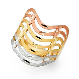 【送料無料】ネックレス　トリコロールゴールドリング14k real solid tricolor gold 18 mm seven day semanario ring anillo oro solido｜hokushin