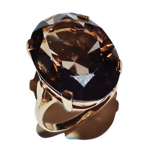 【送料無料】ネックレス　イエローゴールドスモーキークオーツドレスリングサイズ9ct yellow gold amp; smokey quartz large dress ring uk size t 12