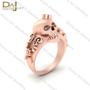 【送料無料】ネックレス　ゴシックローズゴールドスターリングシルバーdeaths head gothic skull engagement ring women rose gold fn 925 sterling silver
