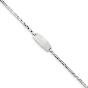 【送料無料】ネックレス　14kホワイトゴールドidフィガロ14k white gold oval id figaro bracelet