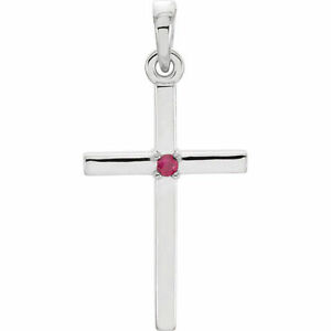 【送料無料】ネックレス　プラチナルビークロスペンダントruby cross pendant in platinum｜hokushin