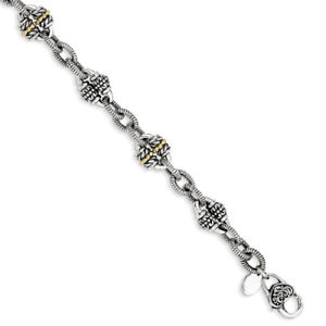 【送料無料】ネックレス　テニススターリングシルバーｋゴールドアクセント75 tennis 925 sterling silver 14k gold accent antiqued shey couture｜hokushin