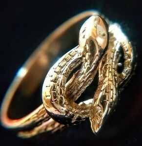 【送料無料】ネックレス　ヴィンテージ9ctダブルヘビヘビt47gvintage artisan made solid 9ct gold double headed snakeserpent ring, uk t, 47g