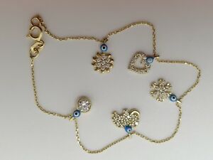 【送料無料】ネックレス　ゴールドブレスレットタリスマン14ct gold bracelet evil eye talisman gift charm