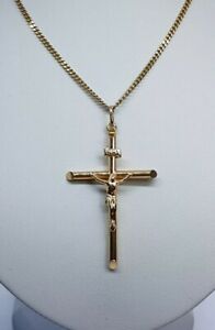 【送料無料】ネックレス　ゴールドリンク9ct gold crucifix and 20 small curb link clain 2p9g13