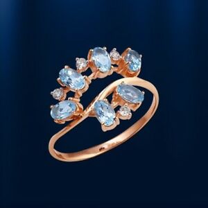 【送料無料】ネックレス　ロシアソリッドゴールドトパーズクラスタリングｇrussian solid rose gold 585 14k topaz czs cluster ring nwt 3,01g