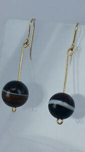 【送料無料】ネックレス ゴールドビーズイヤリングgeorgian agate bead earrings on 9ct gold fittings