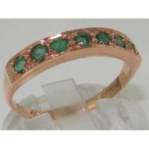 【送料無料】ネックレス　ソリッドローズゴールドエメラルドリングstunning english made solid 9ct rose gold genuine natural emerald eternity ring
