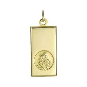 【送料無料】ネックレス　ゴールドモダンセントクリストファーペンダントlarge 9ct gold modern saint christopher pendant