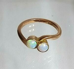 【送料無料】ネックレス　2ストーンリング9ctローズオーストラリアオパールクロスantique 9ct rose gold genuine australian opal cross over 2 stone ring