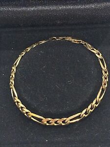 【送料無料】ネックレス　イエローゴールドフィガロブレスレットインチ9ct 9k 375 yellow gold, figaro bracelet, 7 inches 18cm