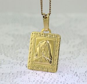 【送料無料】ネックレス　イエローゴールドメアリーメッキマドンナペンダントyellow gold mother mary or madonna pendant guaranteed genuine 18k gold