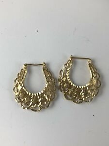 【送料無料】ネックレス　ｋイエローゴールドイヤリングestate large 14k yellow gold filigree artisan earrings｜hokushin