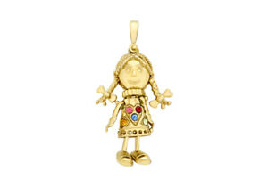 【送料無料】ネックレス　イエローゴールドマルチカラーラグドールペンダント9ct yellow gold multi coloured rag doll pendant 45,487円
