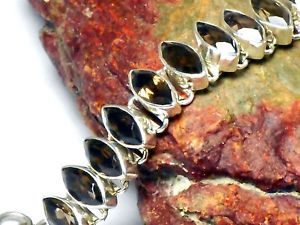 【送料無料】ネックレス　スモーキークオーツスターリングシルバーブレスレットボックスsmoky quartz sterling silver 925 gemstone bracelet gift boxed