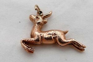 【送料無料】ネックレス　ビンテージソリッドローズゴールドガゼルrare vintage hm 9ct solid rose gold 3d leeping gazelle charm 55 g 47,880円