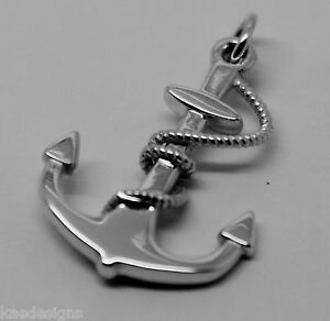 【送料無料】ネックレス　ｋｔホワイトゴールドソリッドアンカーボートペンダントgenuine, kaedesigns 9ct 9kt white gold large solid anchor boat pendant charm