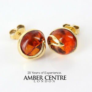 【送料無料】ネックレス　イタリアゴールドバルトラウンドスワールスタッドイヤリング￥italian made 18ct gold baltic amber round swirl stud earrings rrp540 gs0994
