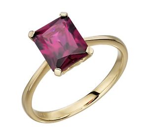 【送料無料】ネックレス　デザイナーイエローゴールドガーネットエメラルドカットリングdesigner elements gold 9ct yellow gold rhodolite garnet emerald cut ring｜hokushin